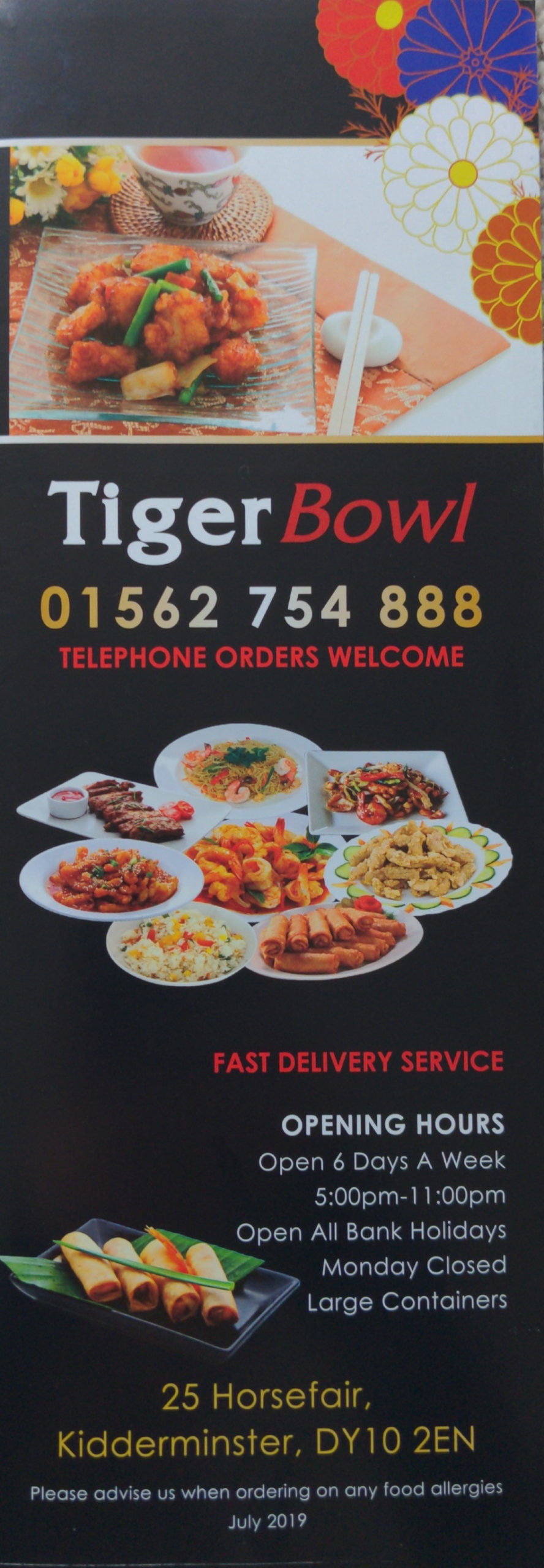 Takeaway Restaurant Menu Page - Tiger bowl - Kidderminster