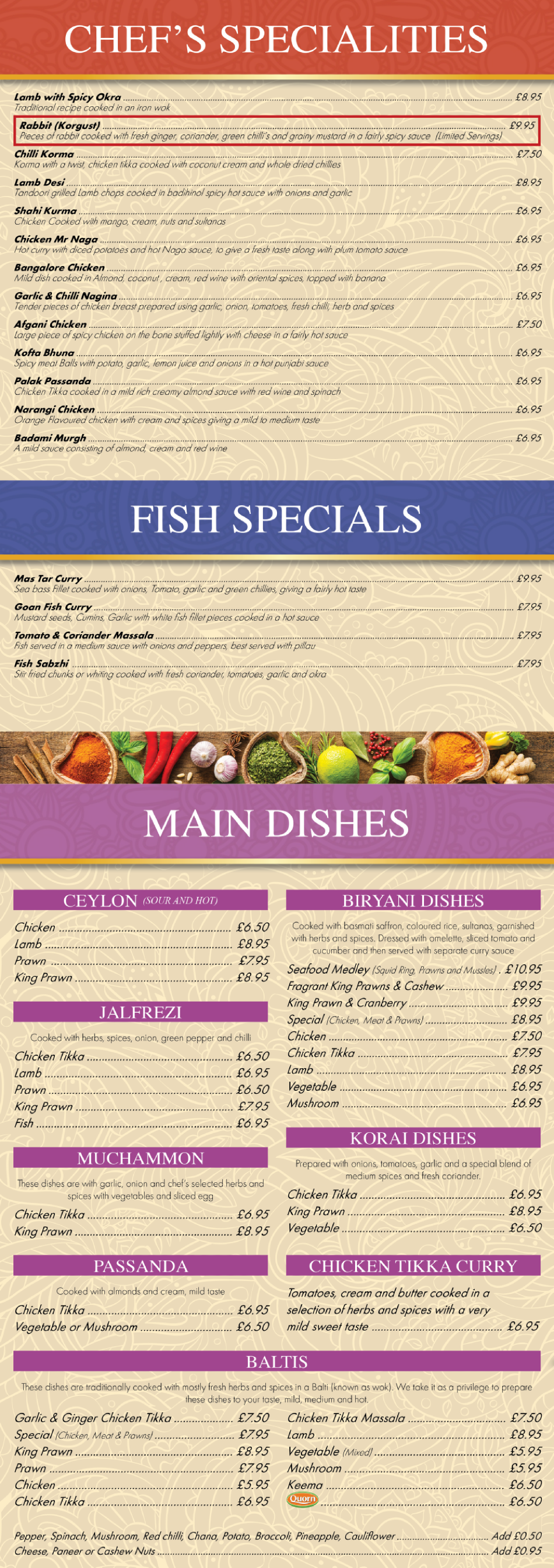 Takeaway Restaurant Menu Page - Spice Heaven Indian Whitchurch - Whitchurch