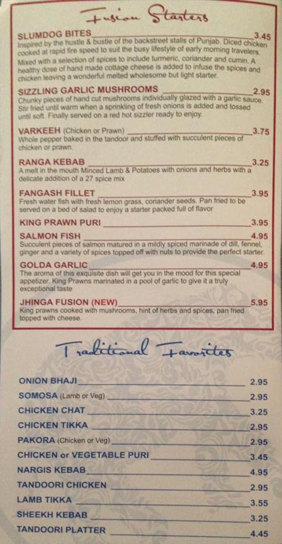 Takeaway Restaurant Menu Page - Bombay Blues Indian Restaurant Kidderminster - Kidderminster