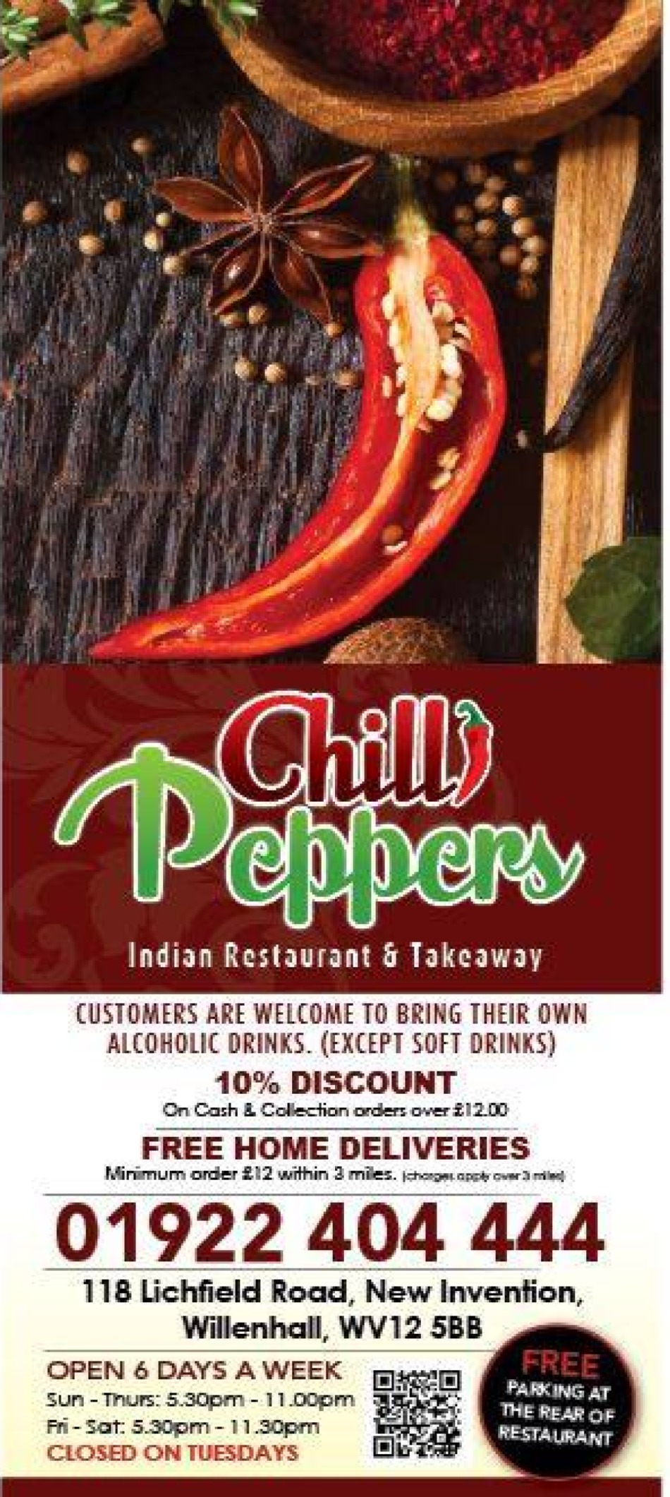 Takeaway Restaurant Menu Page - Chilli Peppers Indian Restaurant Willenhall - Willenhall