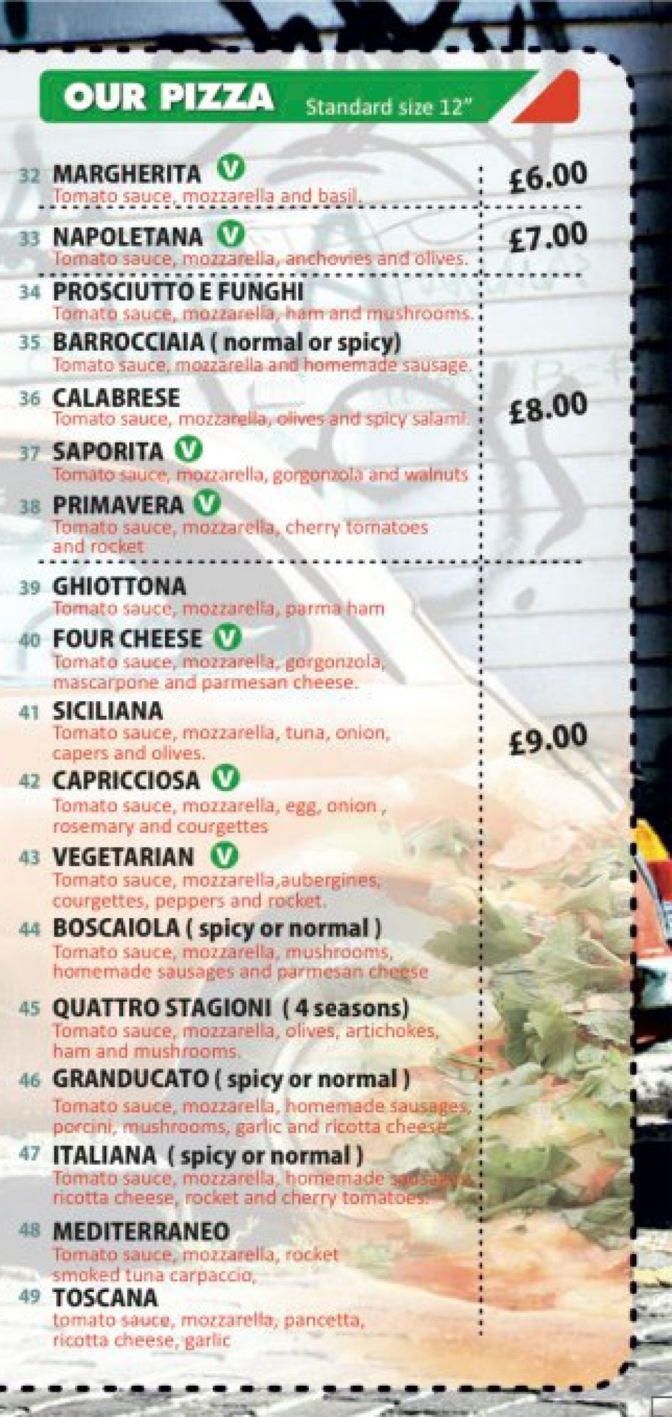 Takeaway Restaurant Menu Page - Pronto in tavola Italian Hove - Hove