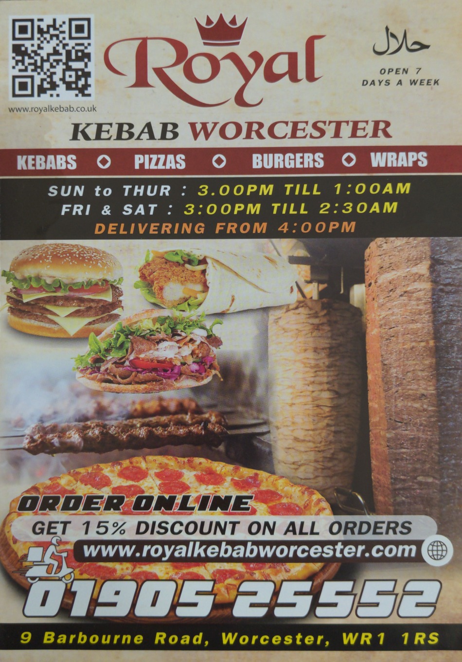 Takeaway Restaurant Menu Page - Royal Kebab Worcester - Worcester