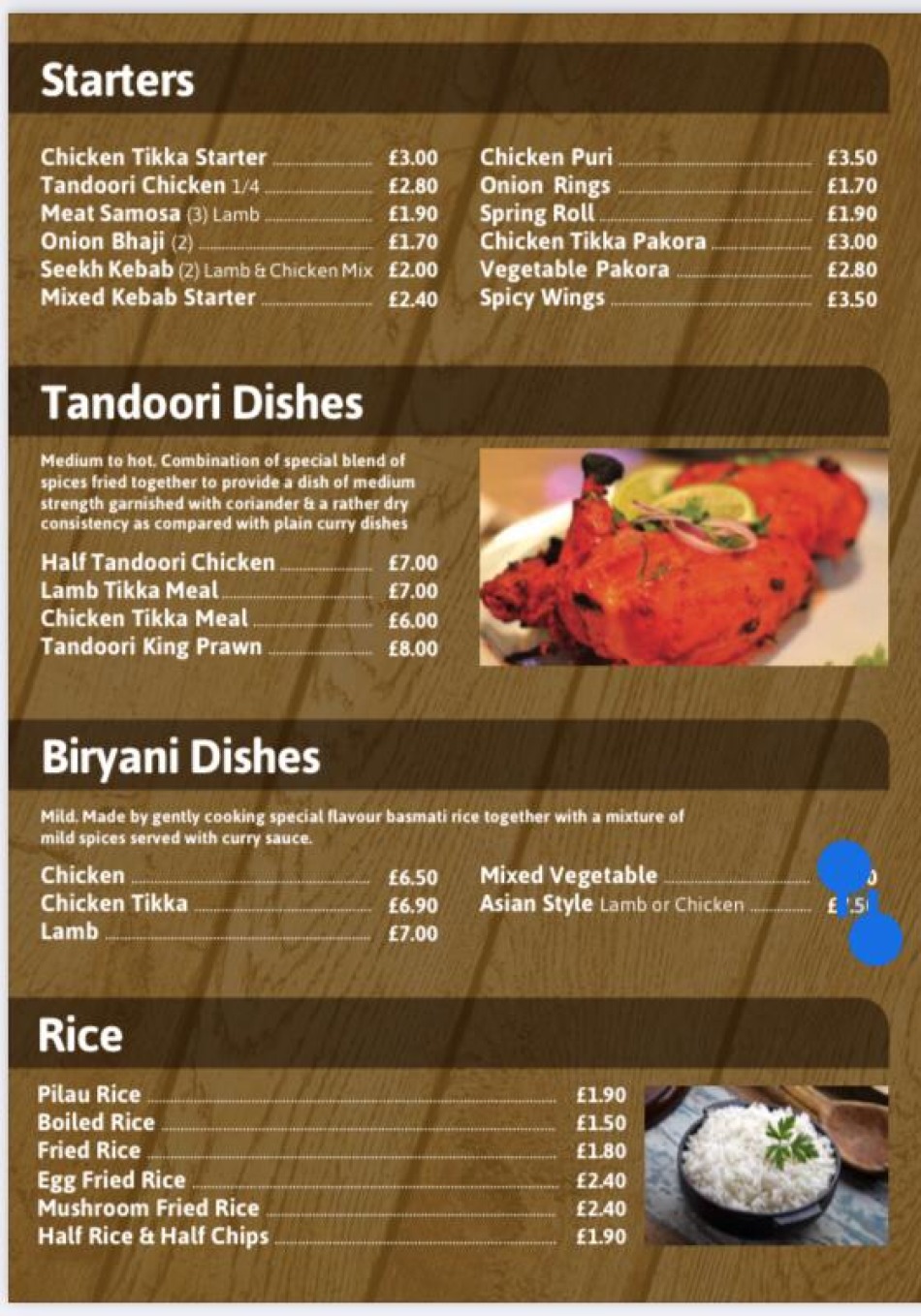 Takeaway Restaurant Menu Page - Shahi Tandoori - Preston