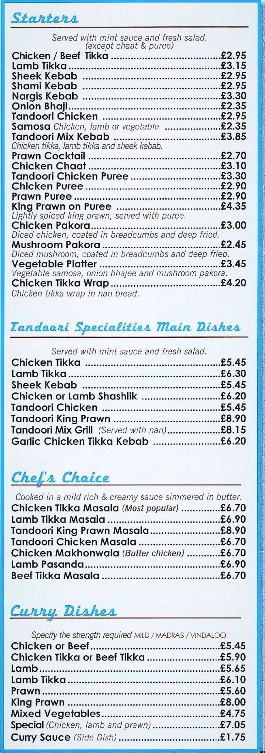 Takeaway Restaurant Menu Page - Marlpool Diner Kidderminster - Kidderminster