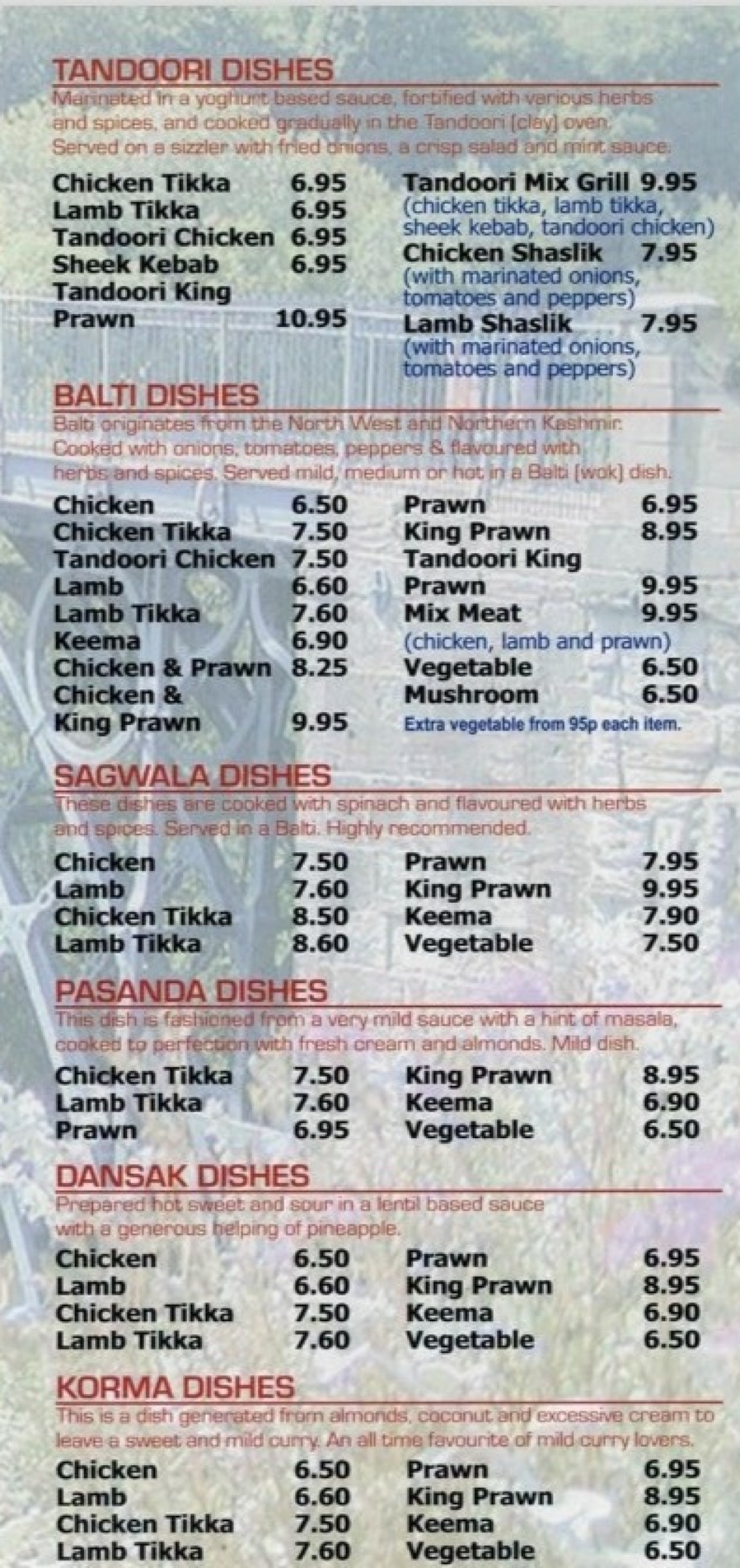 Takeaway Restaurant Menu Page - Aftab Indian Restuarant Telford - Telford