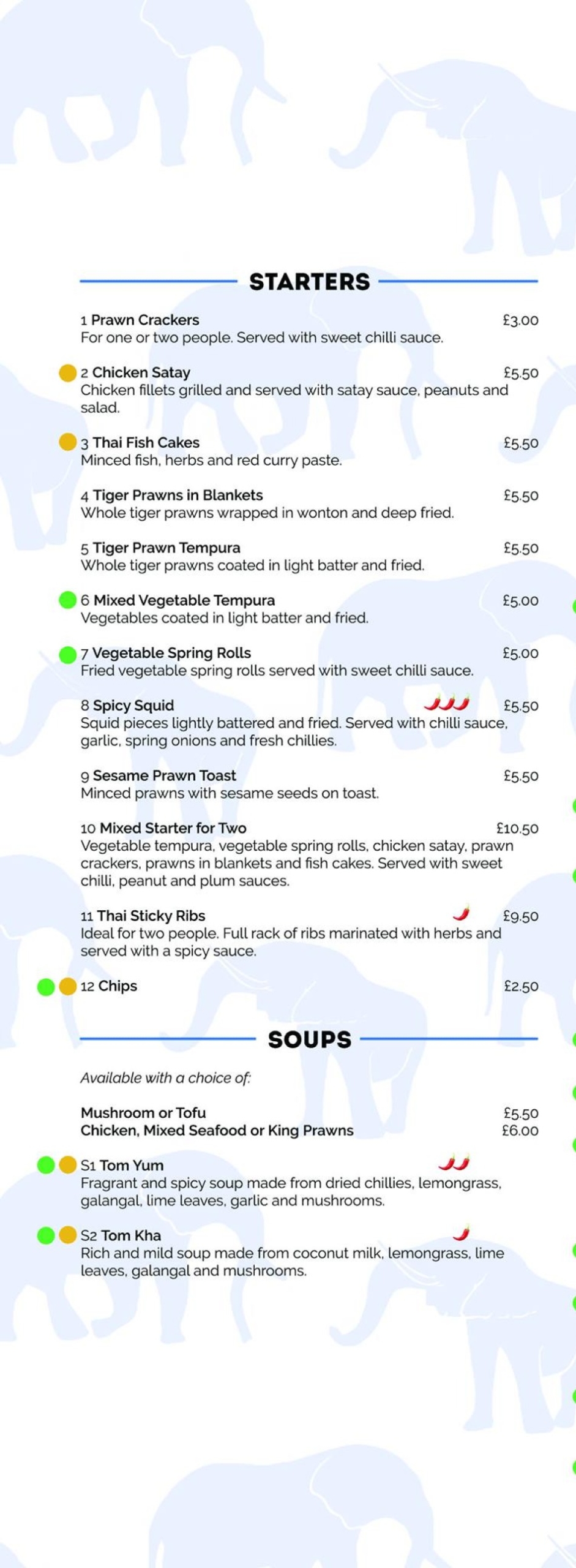 Takeaway Restaurant Menu Page - The Blue Anchor Thai Restaurant - Brighton