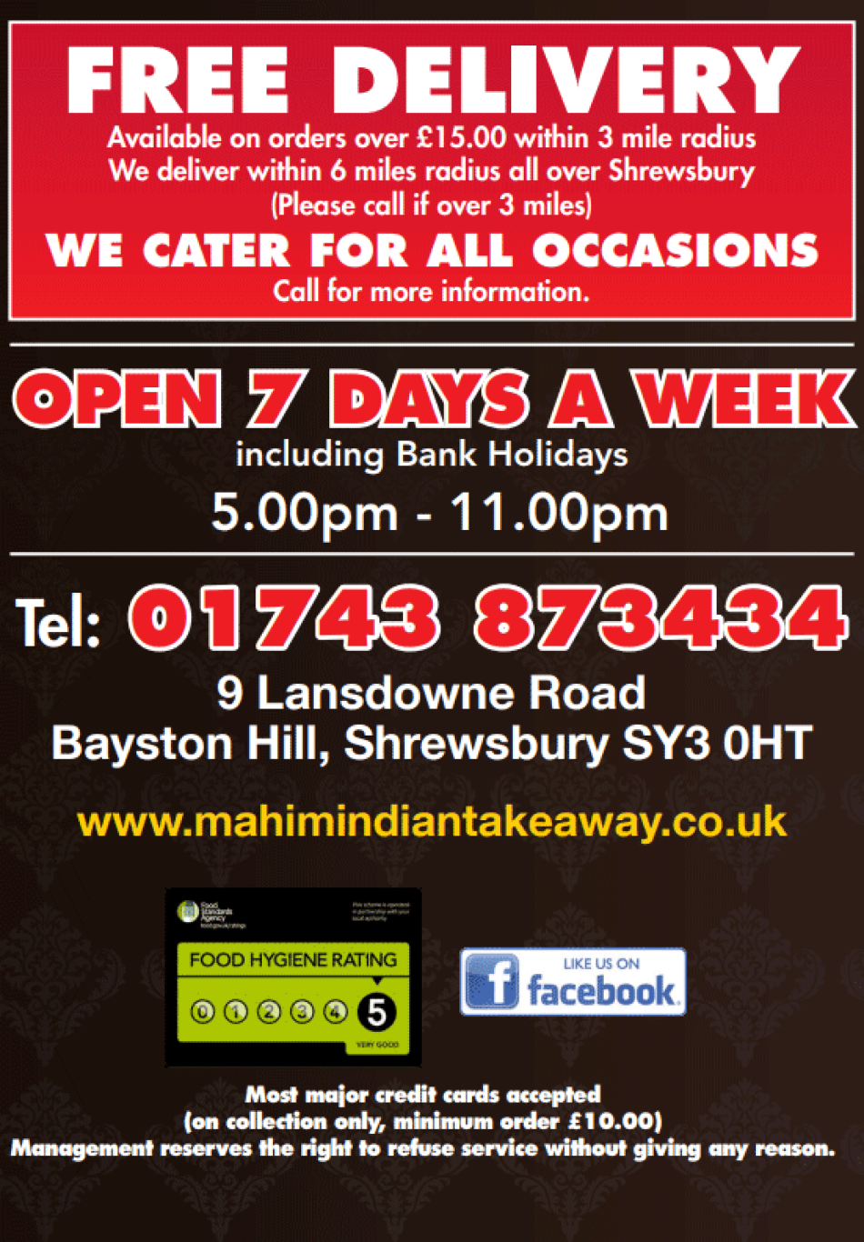 Takeaway Restaurant Menu Page - Mahim Indian Take Away Shrewsbury - Shrewsbury