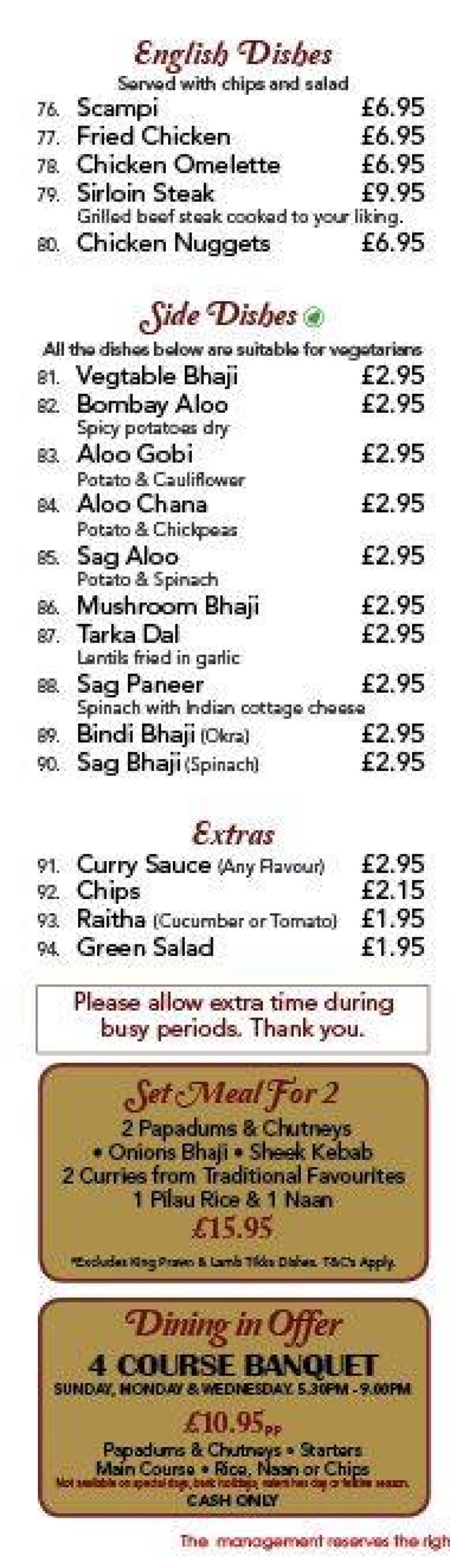 Takeaway Restaurant Menu Page - Chilli Peppers Indian Restaurant Willenhall - Willenhall