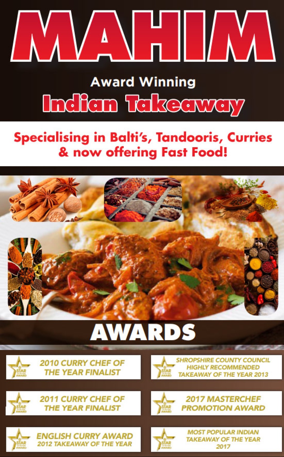 Takeaway Restaurant Menu Page - Mahim Indian Take Away Shrewsbury - Shrewsbury