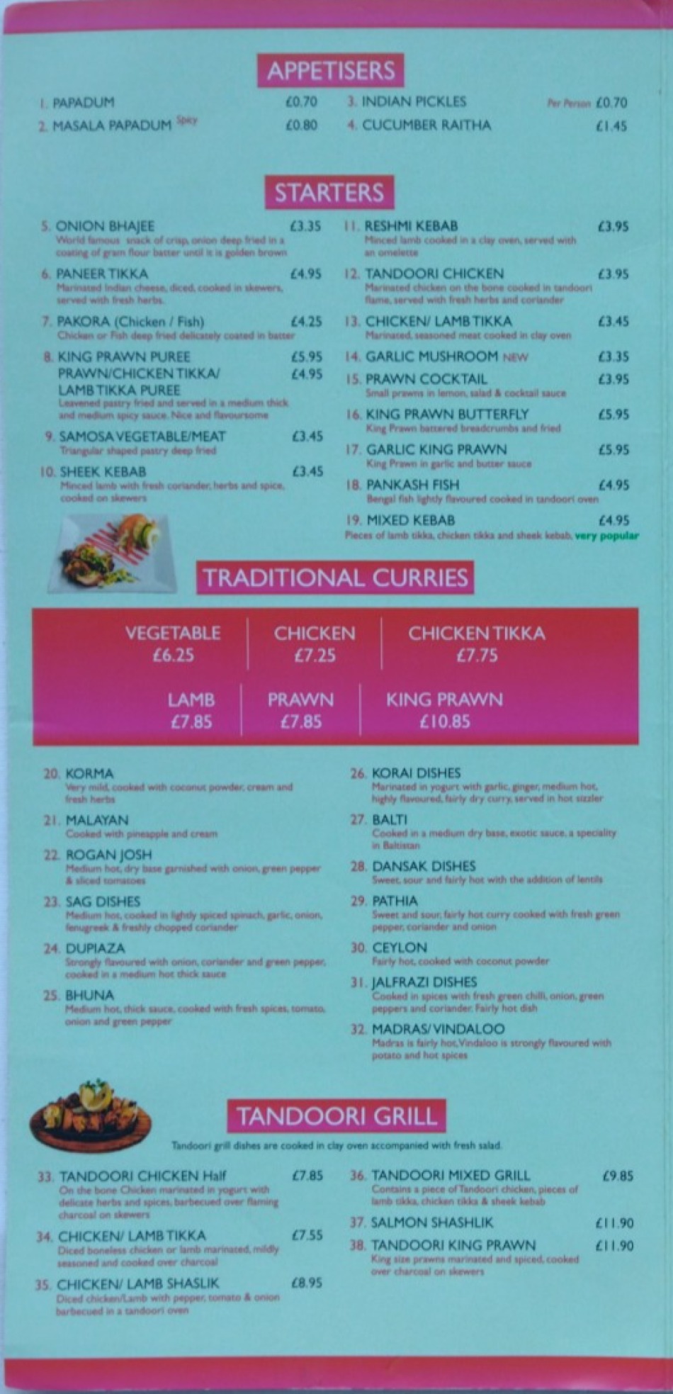 Takeaway Restaurant Menu Page - Red Mango Indian Restaurant - Norwich