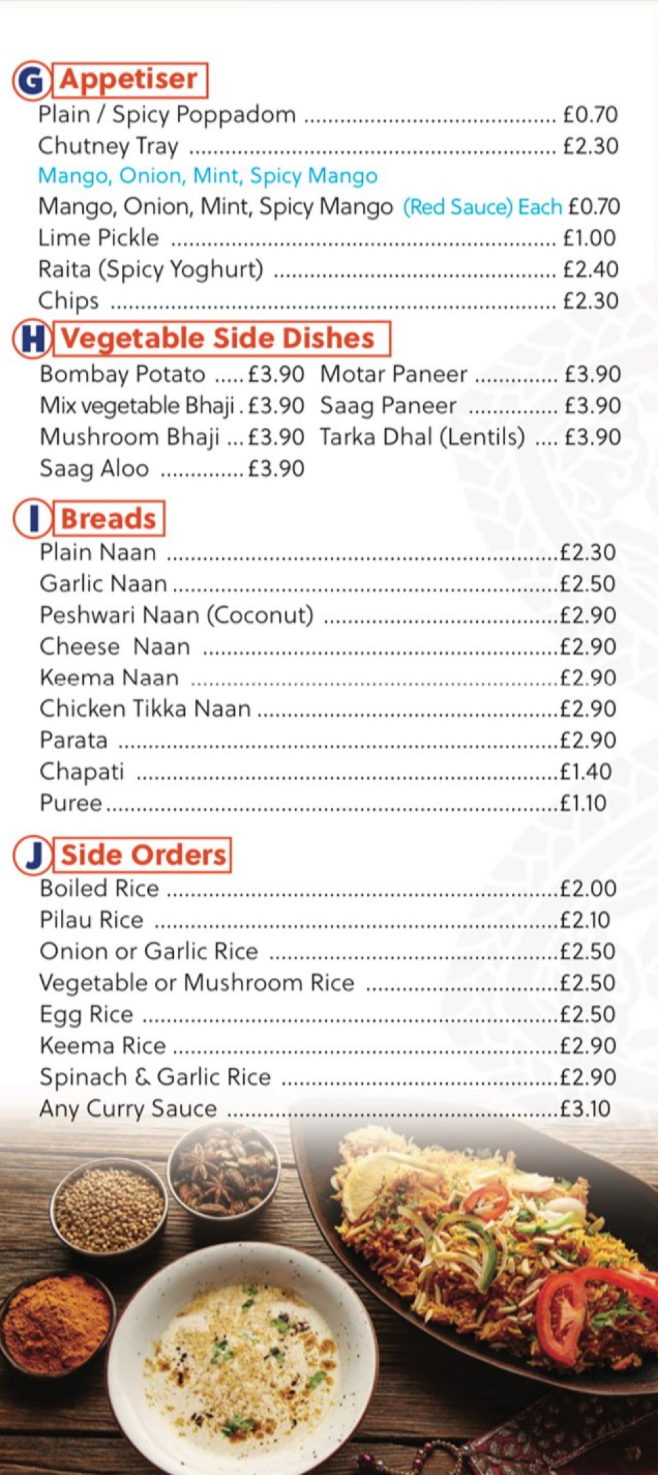 Takeaway Restaurant Menu Page - Jaflong Indian Takeaway - Blackpool