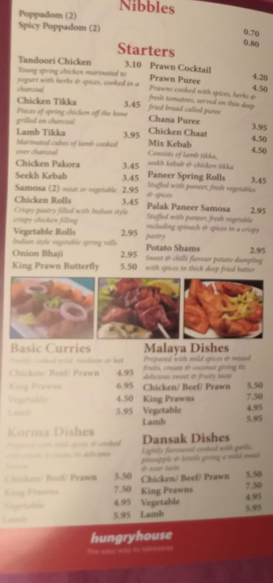 Takeaway Restaurant Menu Page - Al-Amir Indian Cuisine - Blackpool