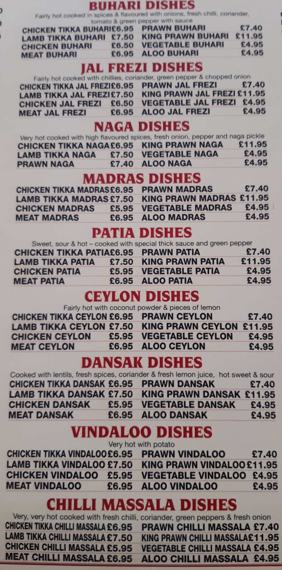 Takeaway Restaurant Menu Page - Bombay spice Bangladeshi & indian - Norwich