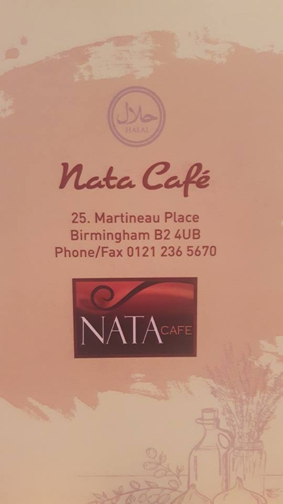 Takeaway Restaurant Menu Page - Nata Café Birmingham - Birmingham