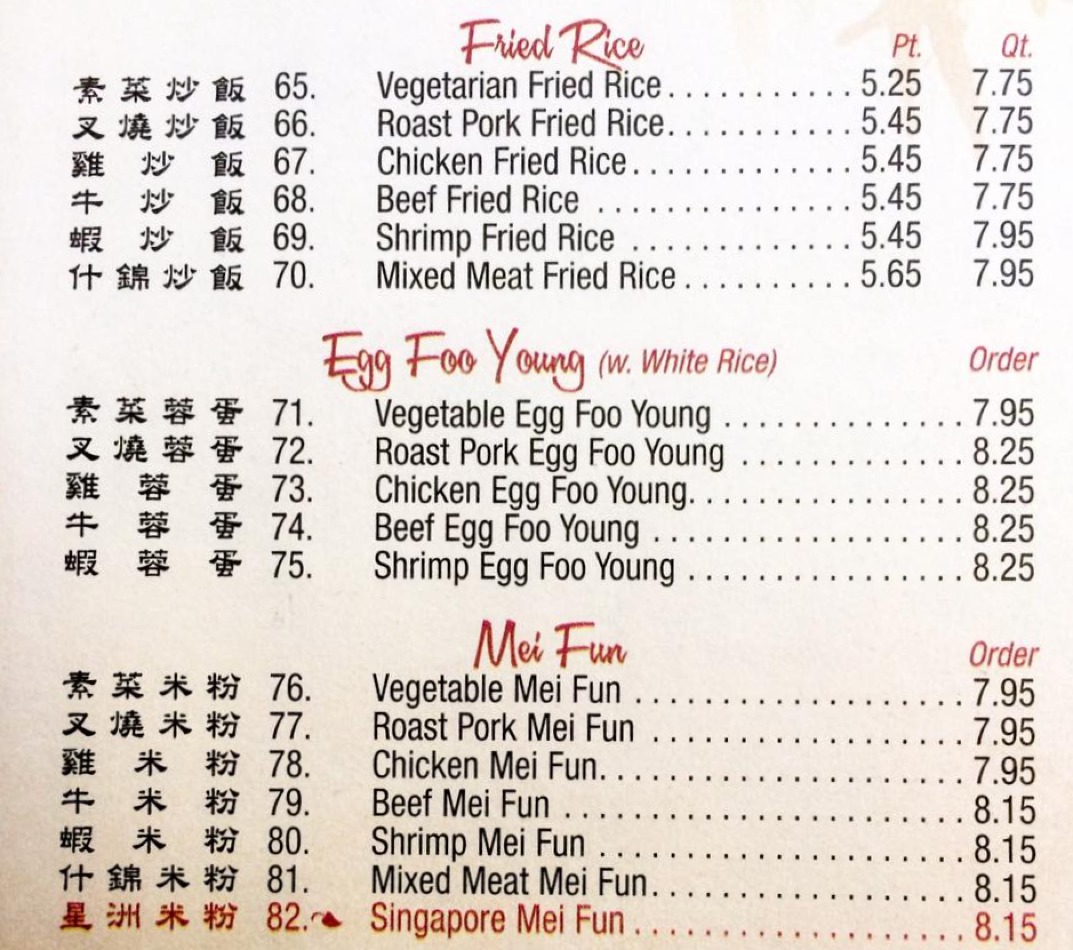 Takeaway Restaurant Menu Page - Shanghai Express Chinese Restaurant - Big Flats
