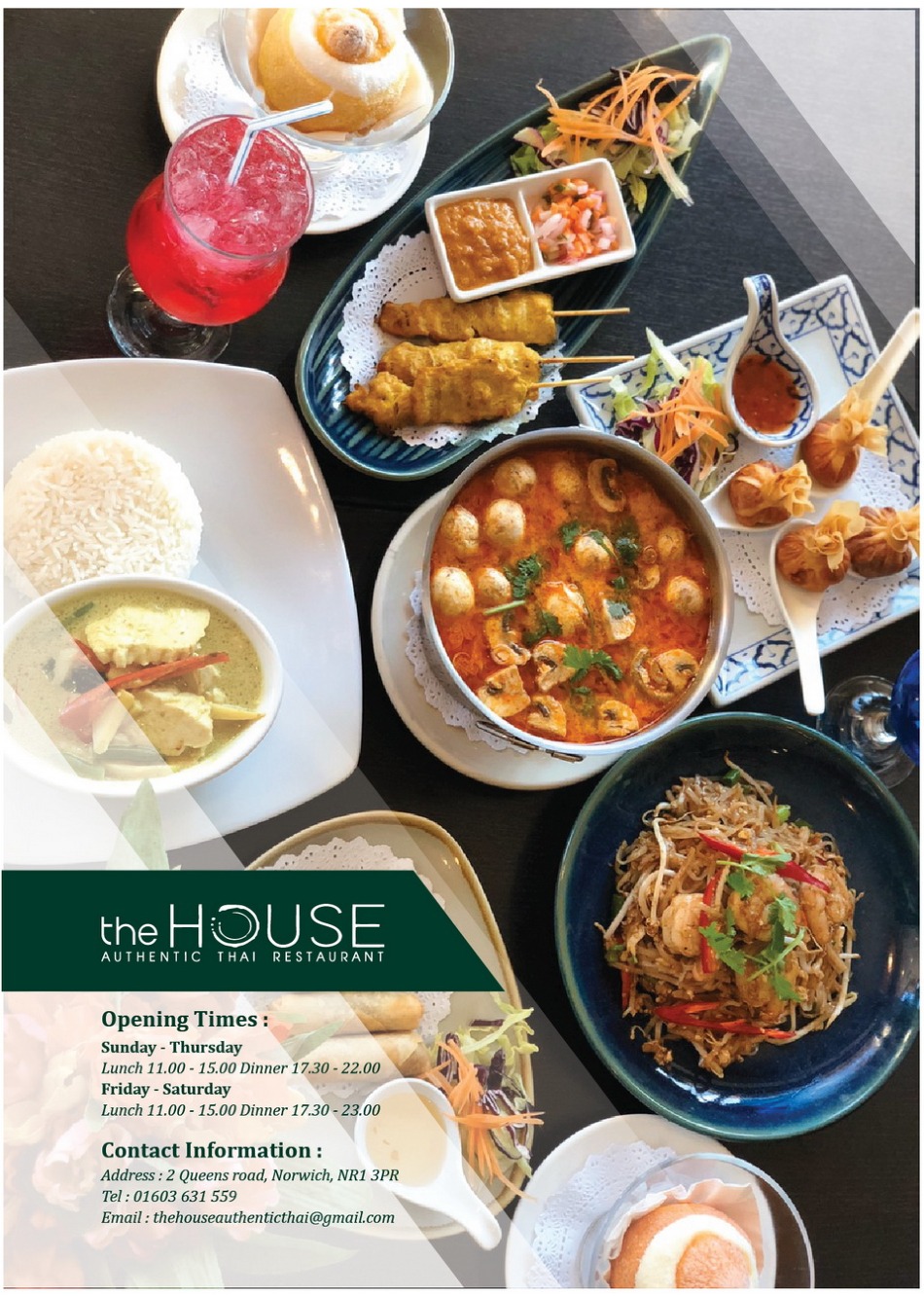 Takeaway Restaurant Menu Page - The House Thai Restaurant - Norwich