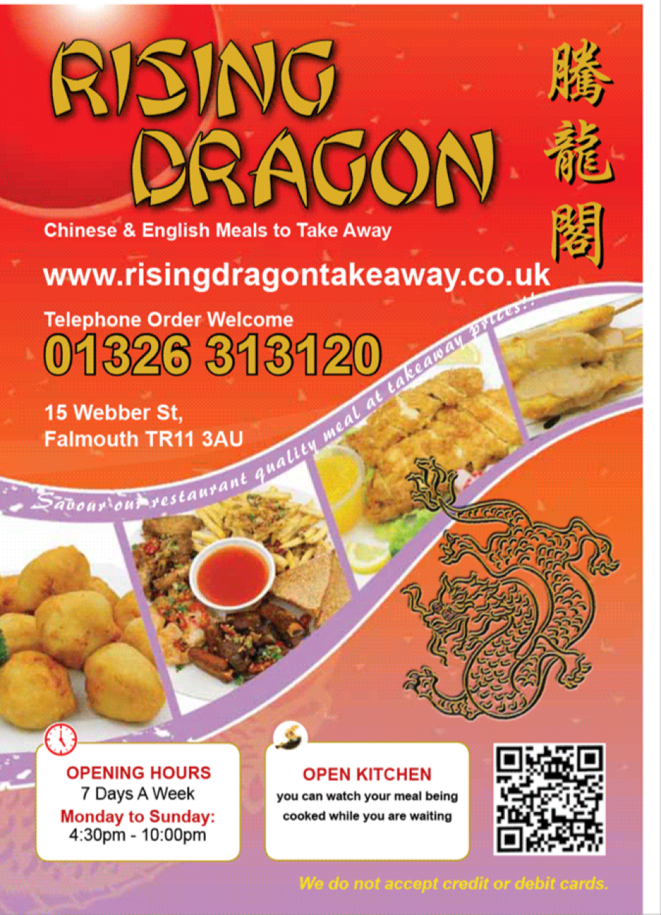 Takeaway Restaurant Menu Page - Rising Dragon Chinese Take Away - Falmouth