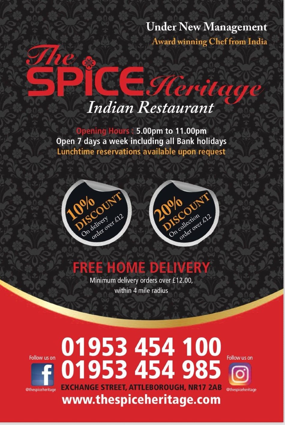 Takeaway Restaurant Menu Page - The Spice Heritage Indian - Attleborough