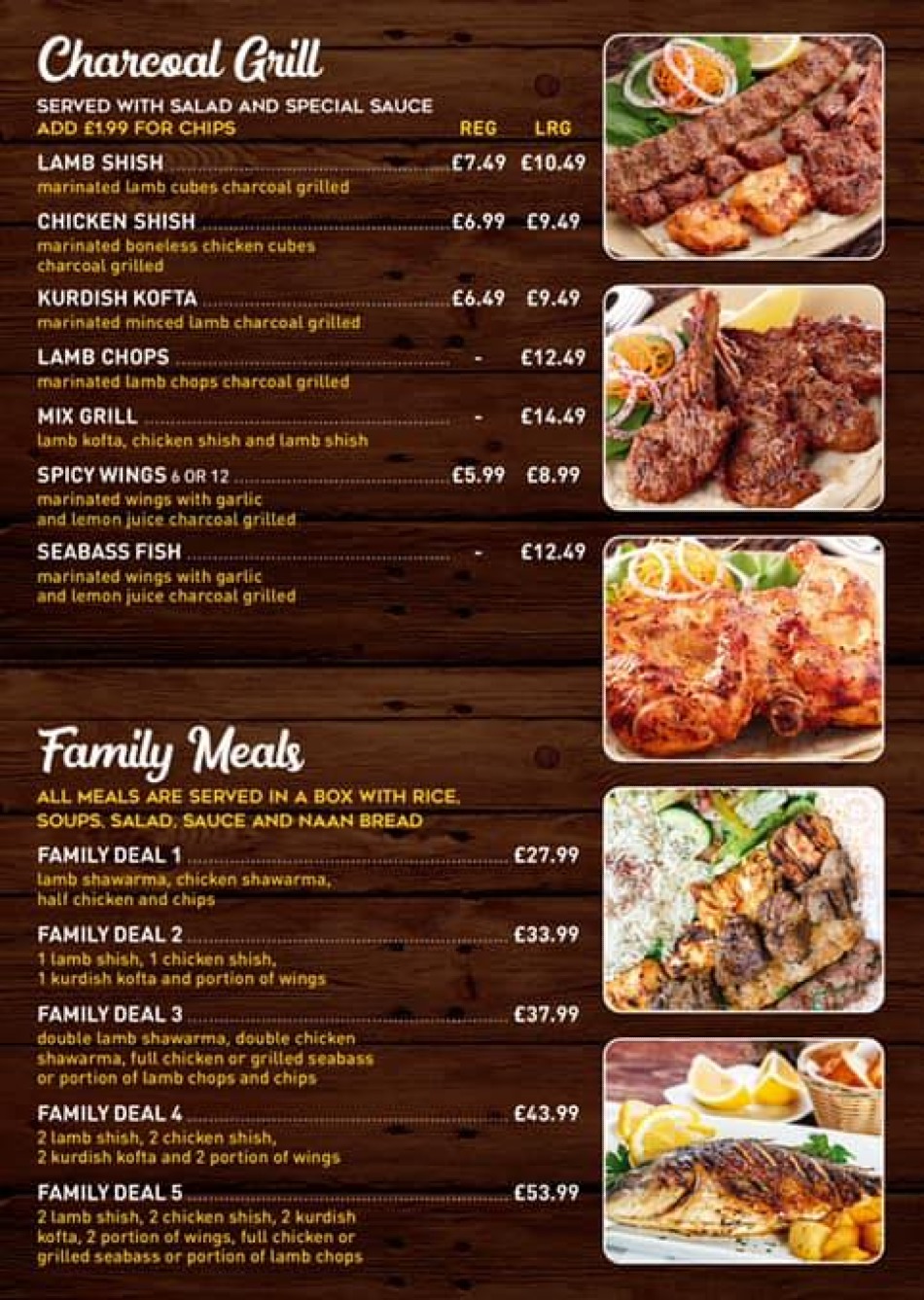 Takeaway Restaurant Menu Page - Chester Charcoal Grill - Chester