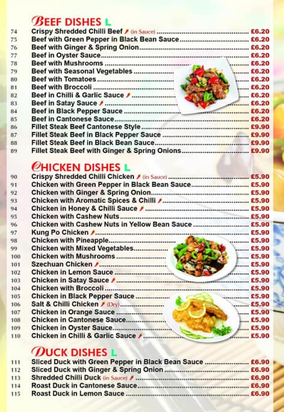 Takeaway Restaurant Menu Page - Food Palace Chinese Restaurant - Blackpool