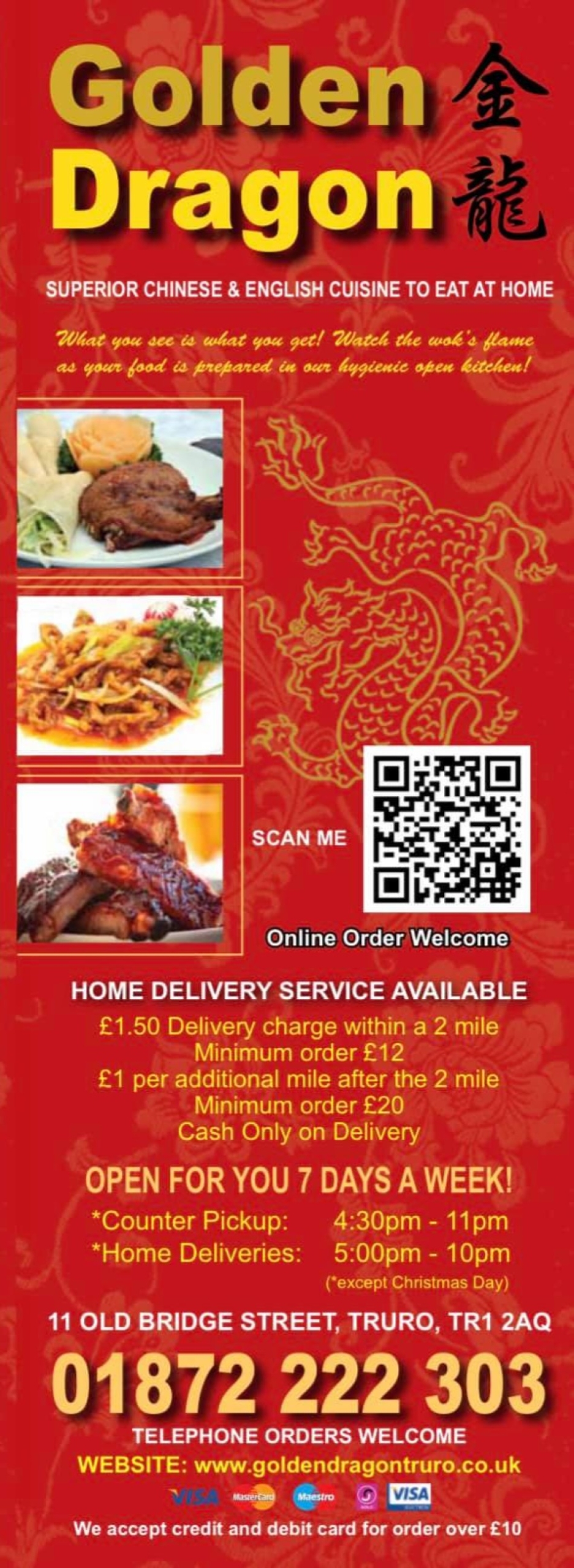 Takeaway Restaurant Menu Page - Golden Dragon Chinese Takeaway - Truro