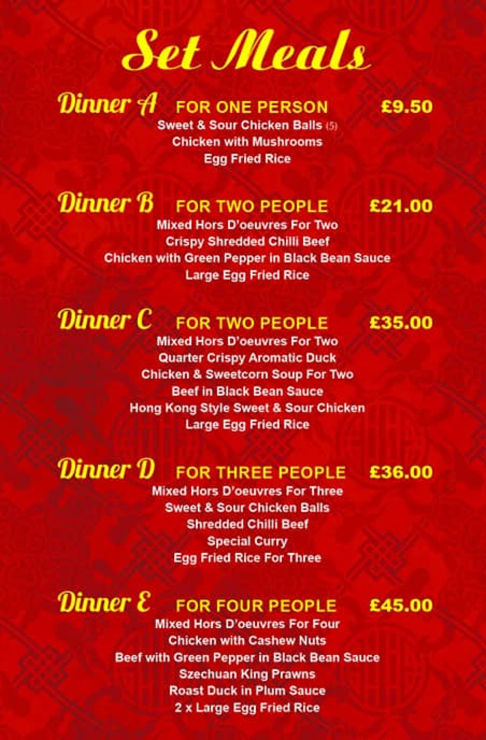 Takeaway Restaurant Menu Page - Food Palace Chinese Restaurant - Blackpool