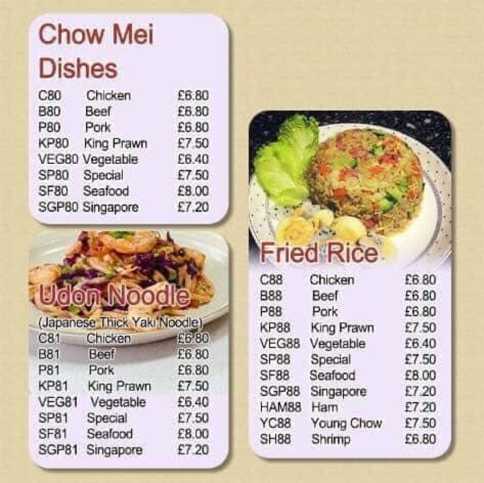 Takeaway Restaurant Menu Page - Rice box chinese take-away - Oxford