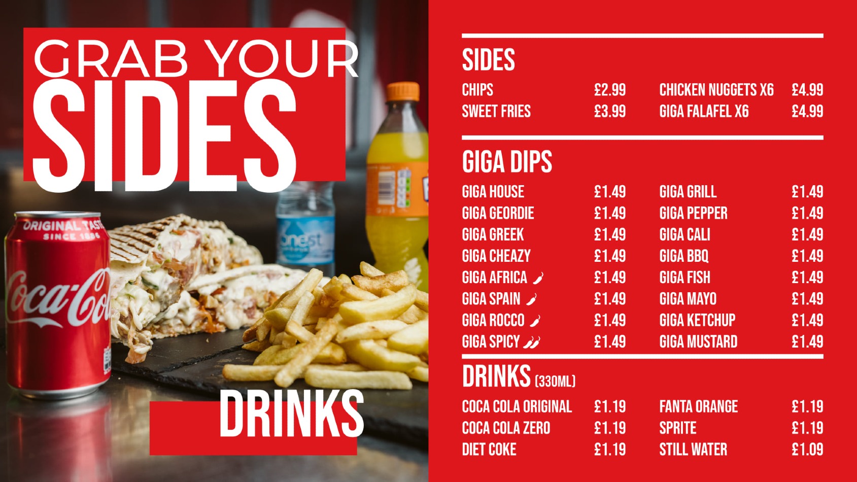 Takeaway Restaurant Menu Page - GIGA TACOS French-Moroccan Tacos - Newcastle upon Tyne