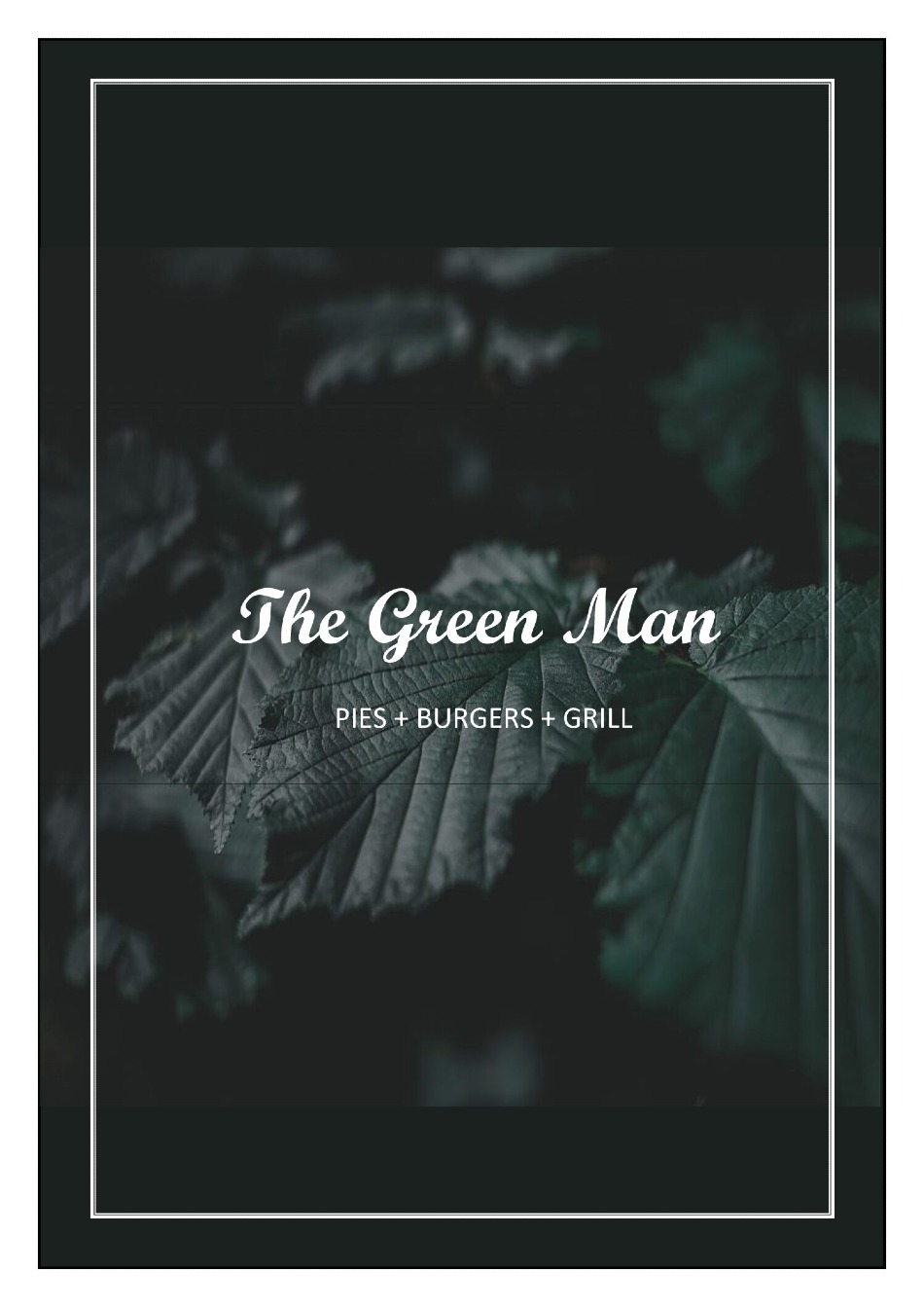 Takeaway Restaurant Menu Page - The Green Man at Inglewhite - Preston