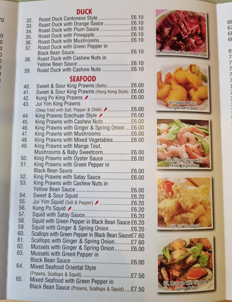 Takeaway Restaurant Menu Page - Golden Palace Chinese takeaway - Bexhill-on-Sea