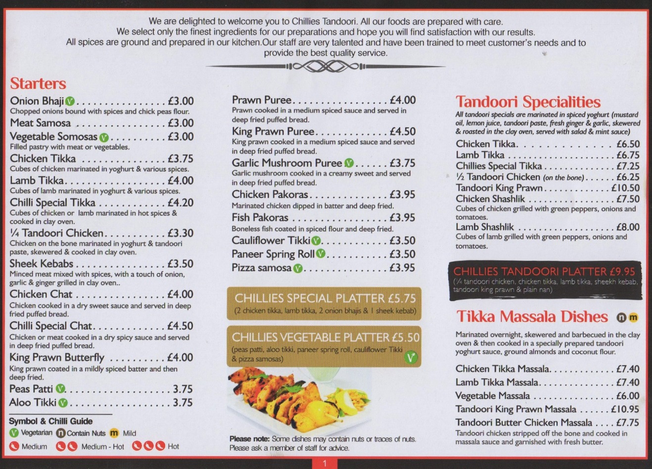 Takeaway Restaurant Menu Page - Chillies Indian Takeaway - Scunthorpe