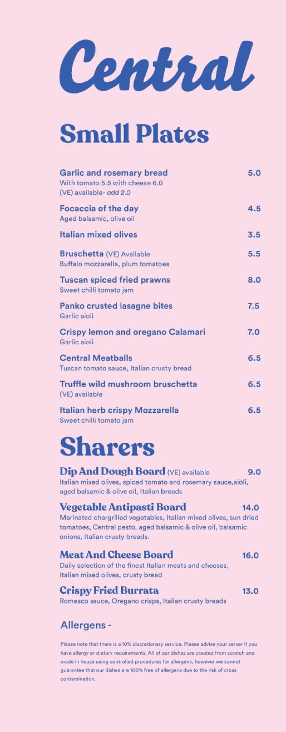 Takeaway Restaurant Menu Page - Central Oven & Shaker Pizza place - Newcastle upon Tyne