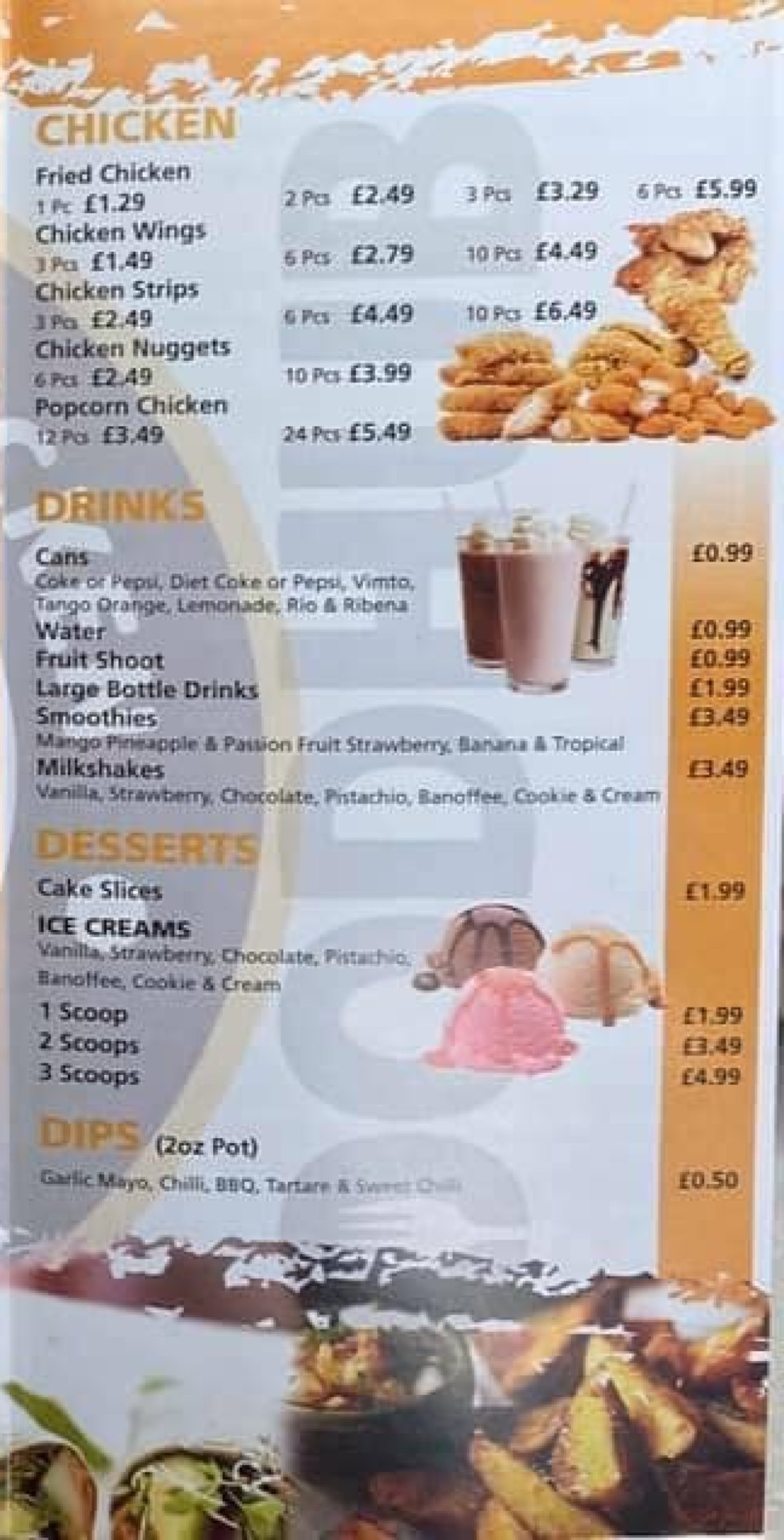 Takeaway Restaurant Menu Page - Exeter Fried Chicken - Exeter