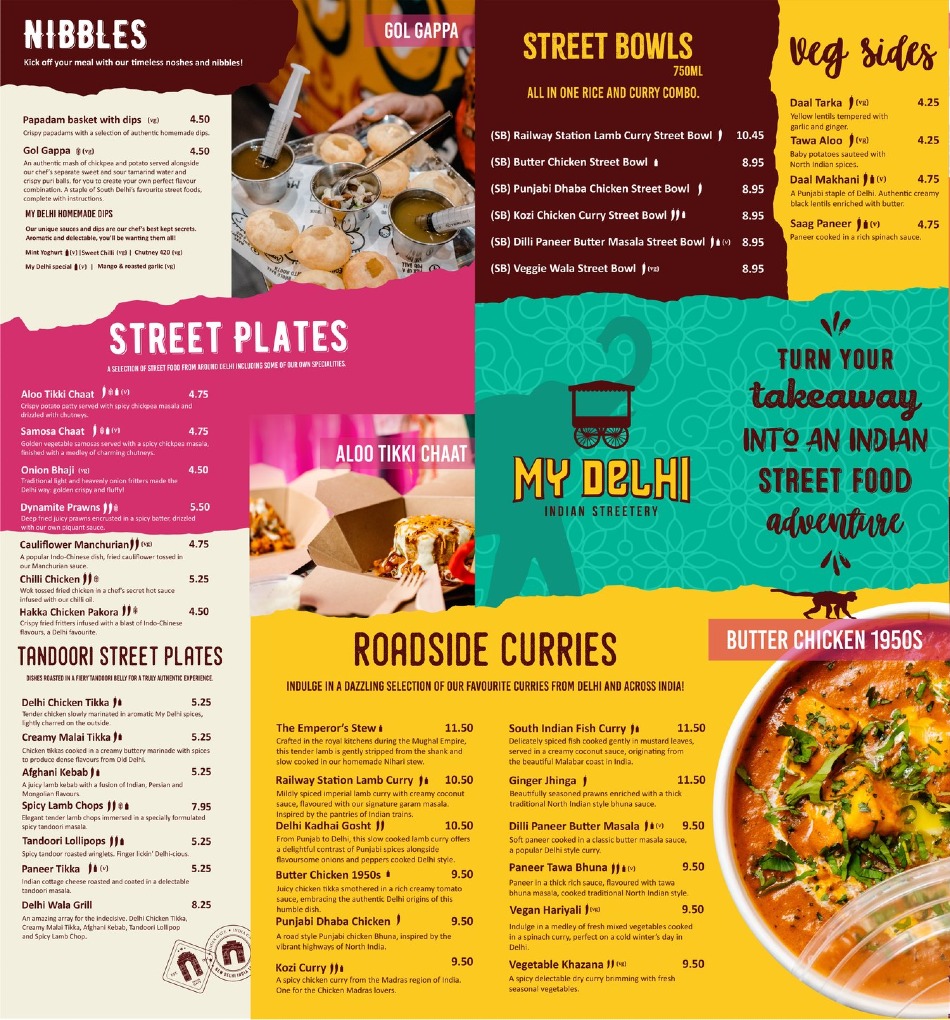 Takeaway Restaurant Menu Page - My Delhi Indian restaurant - Newcastle upon Tyne