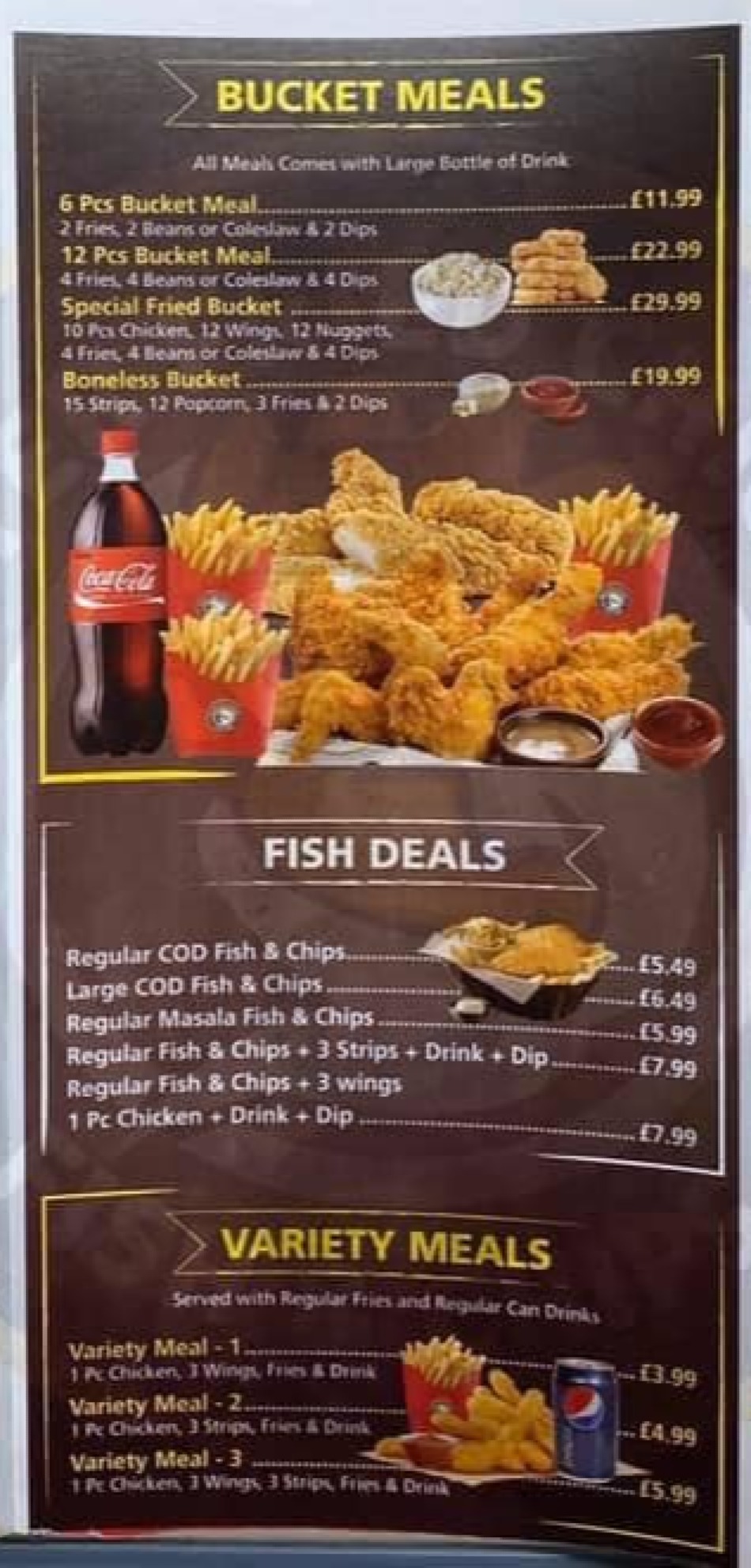 Takeaway Restaurant Menu Page - Exeter Fried Chicken - Exeter