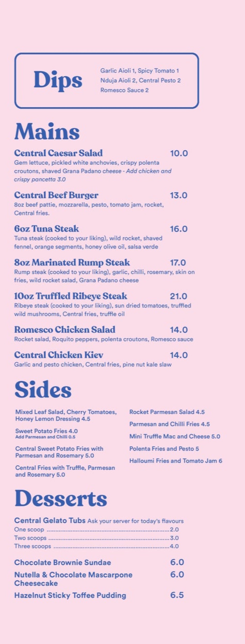 Takeaway Restaurant Menu Page - Central Oven & Shaker Pizza place - Newcastle upon Tyne