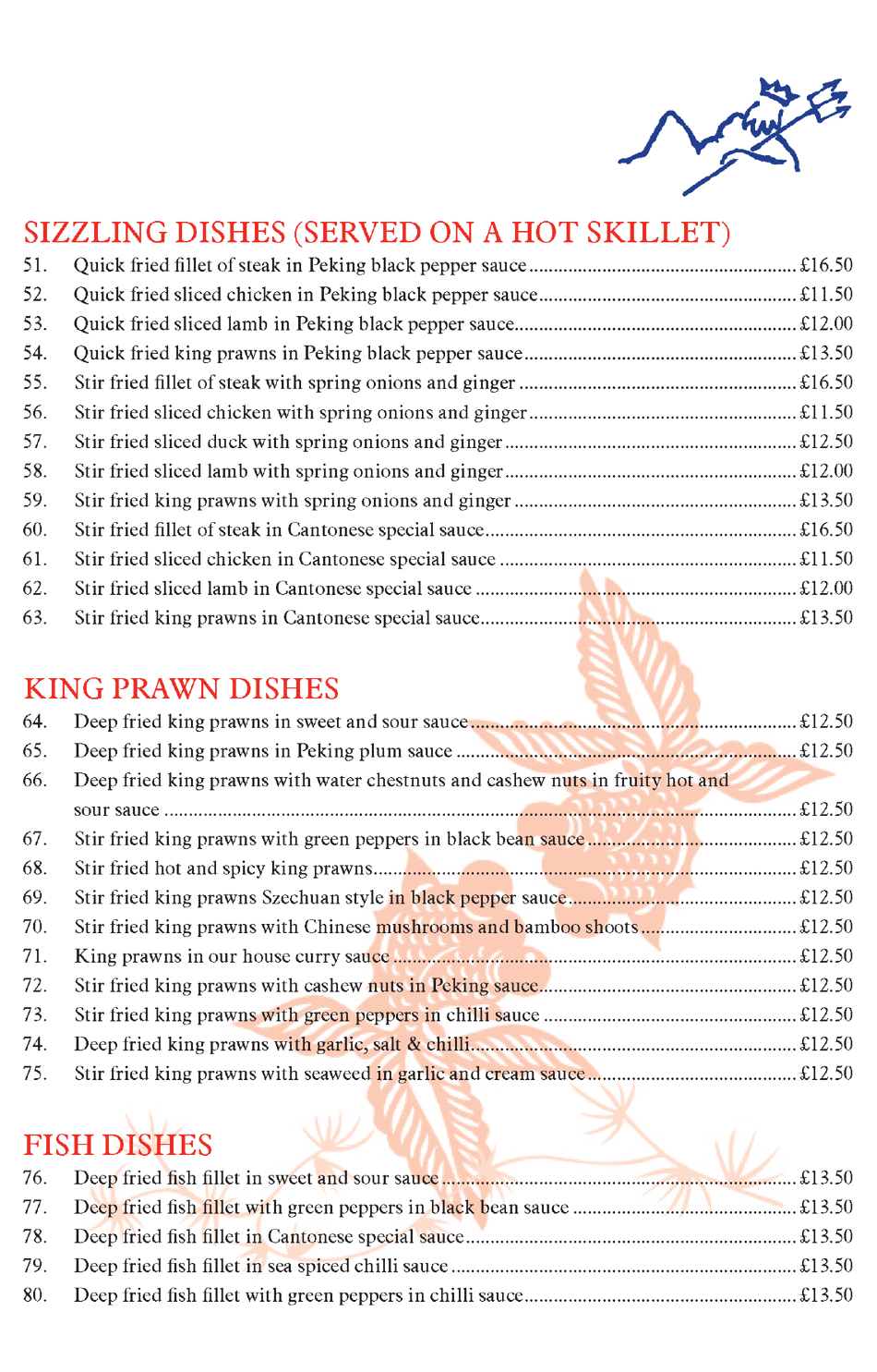 Takeaway Restaurant Menu Page - King Neptune Chinese restaurant - Newcastle upon Tyne