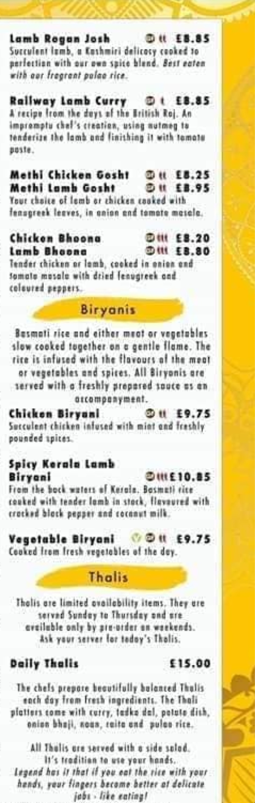 Takeaway Restaurant Menu Page - Curry on the Curve Indian Dining - Newport