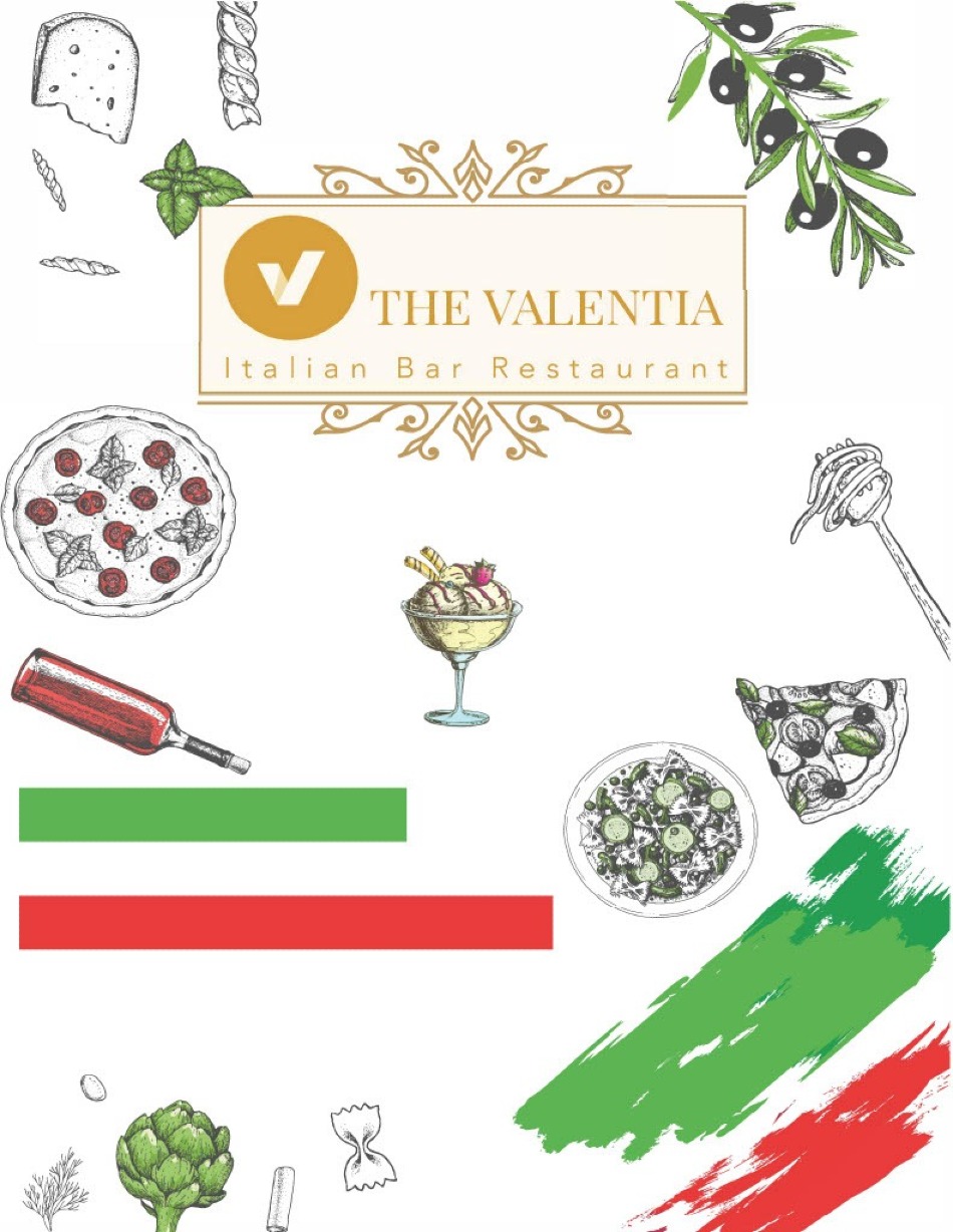 Takeaway Restaurant Menu Page - The Valentia Italian bar & Restaurant - Newcastle upon Tyne