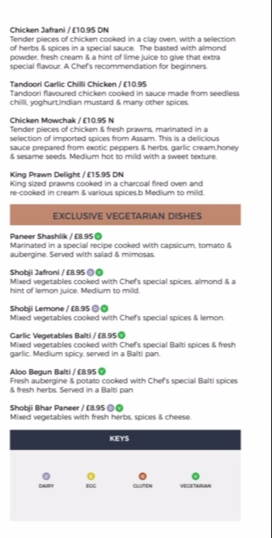 Takeaway Restaurant Menu Page - The Ballroom Indian Kitchen - Cheltenham