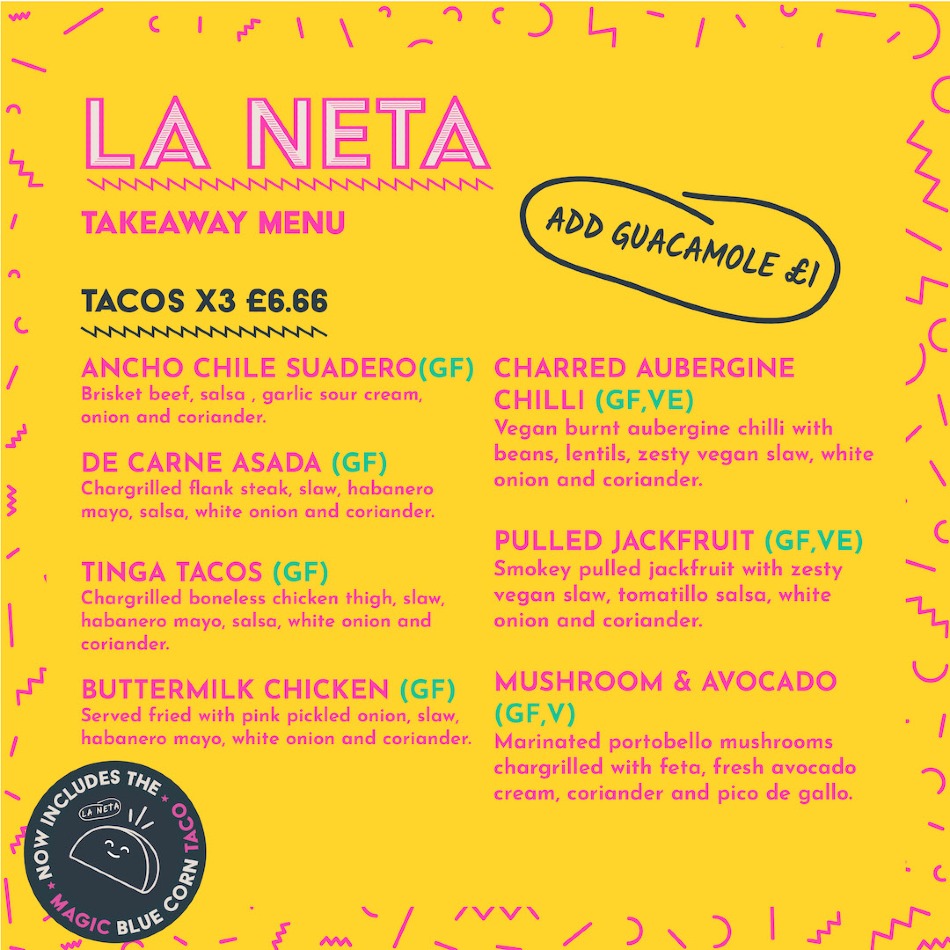 Takeaway Restaurant Menu Page - La Neta Mexican Restaurant - Preston