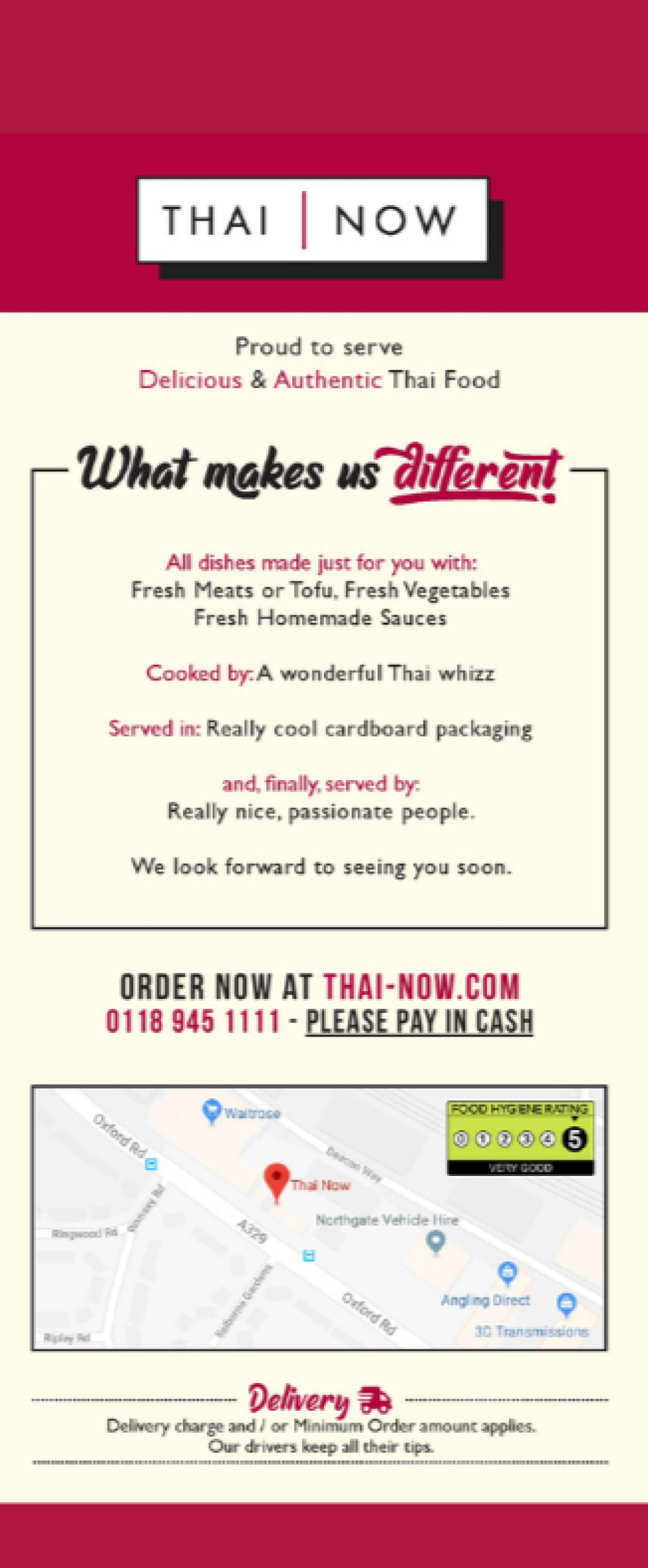 Takeaway Restaurant Menu Page - Thai Now - Reading