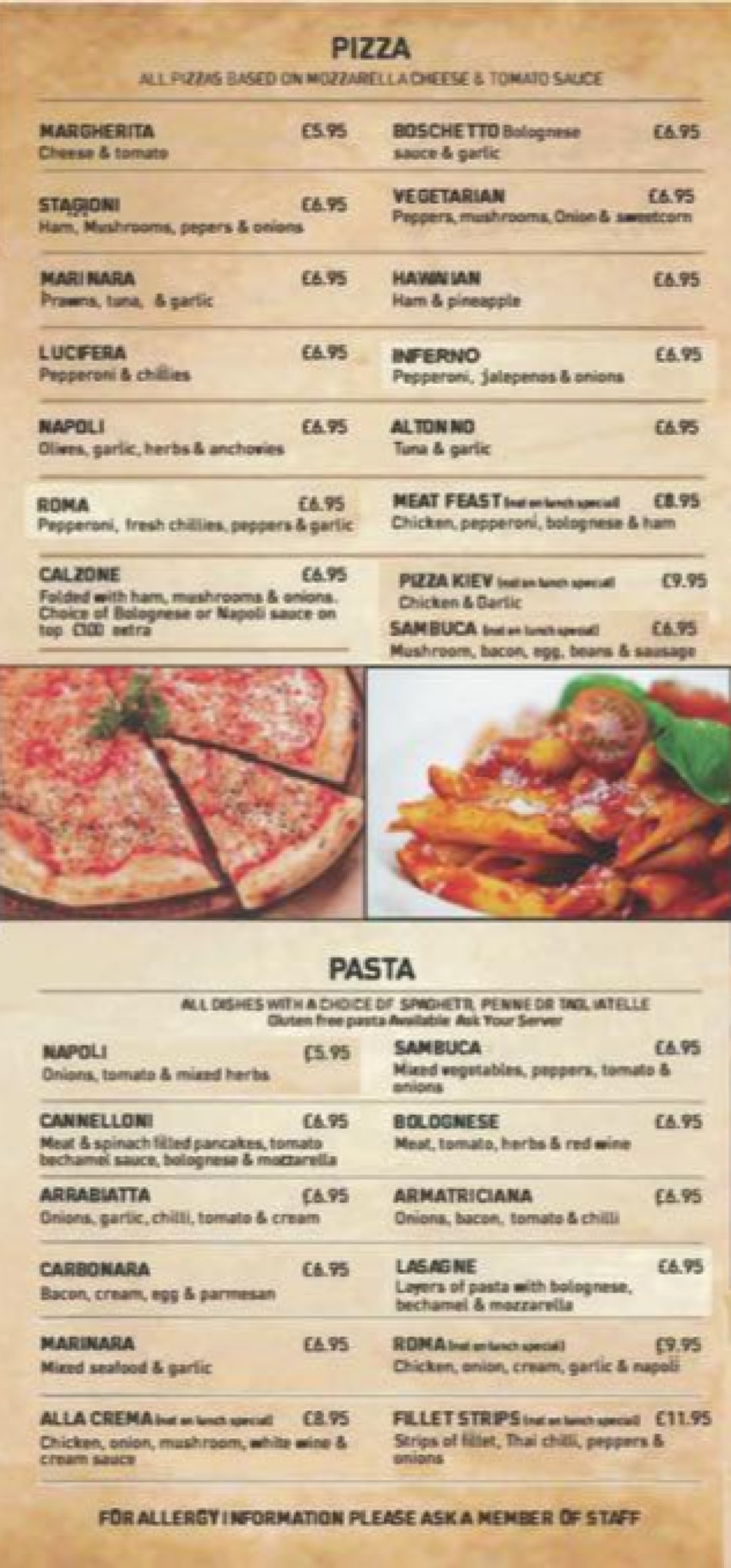 Takeaway Restaurant Menu Page - Santana’s Restaurant Italian restaurant - Newcastle upon Tyne