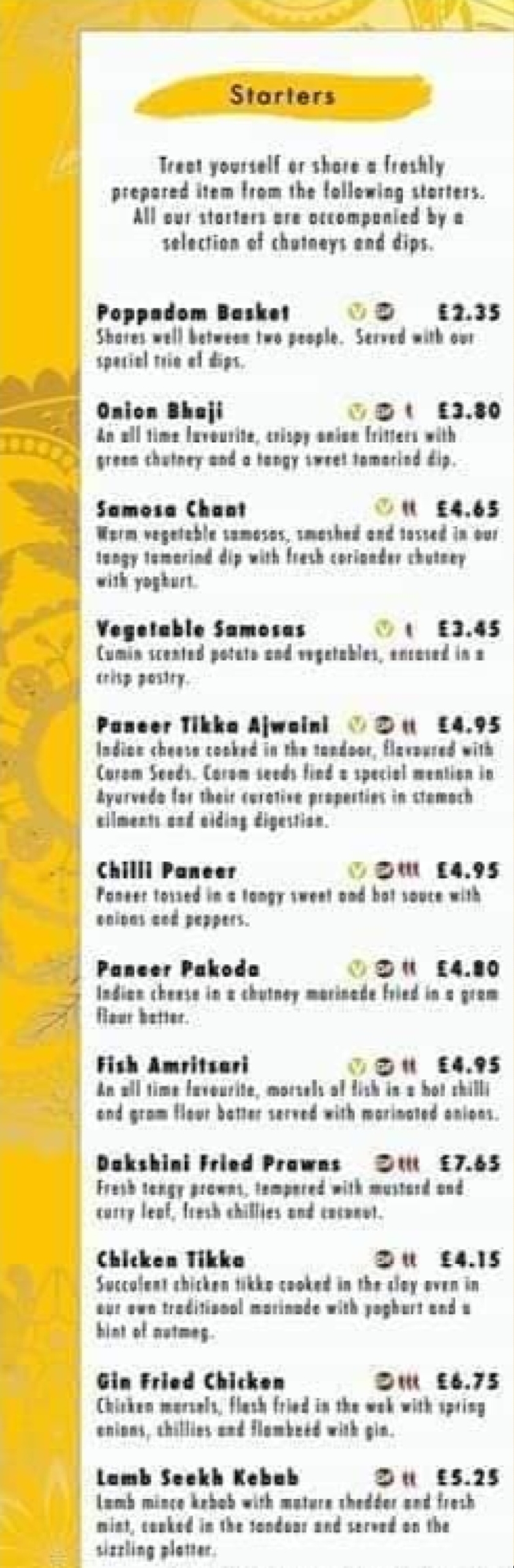 Takeaway Restaurant Menu Page - Curry on the Curve Indian Dining - Newport