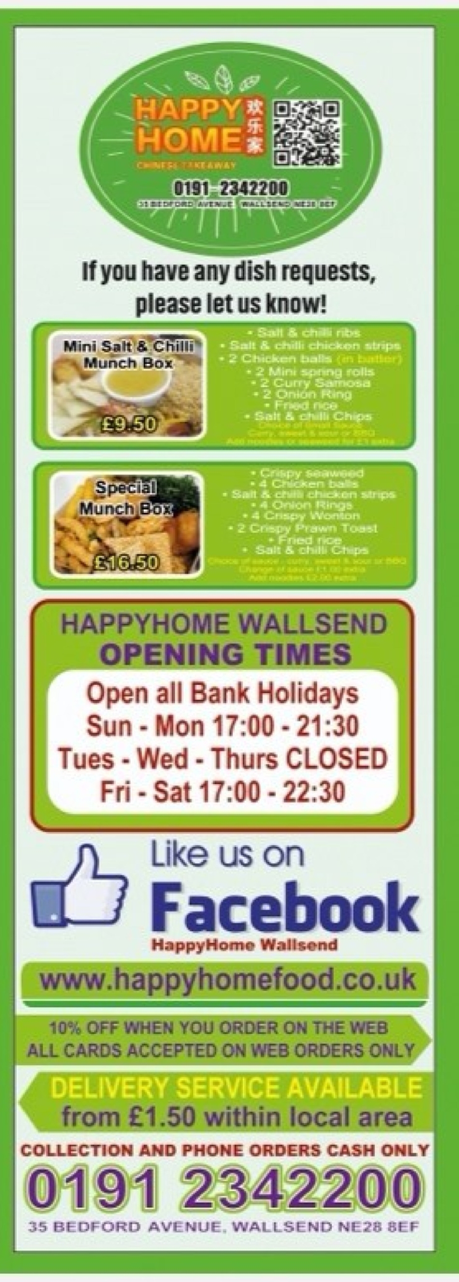 Takeaway Restaurant Menu Page - Happy Home Chinese Takeaway Wallsend - Wallsend
