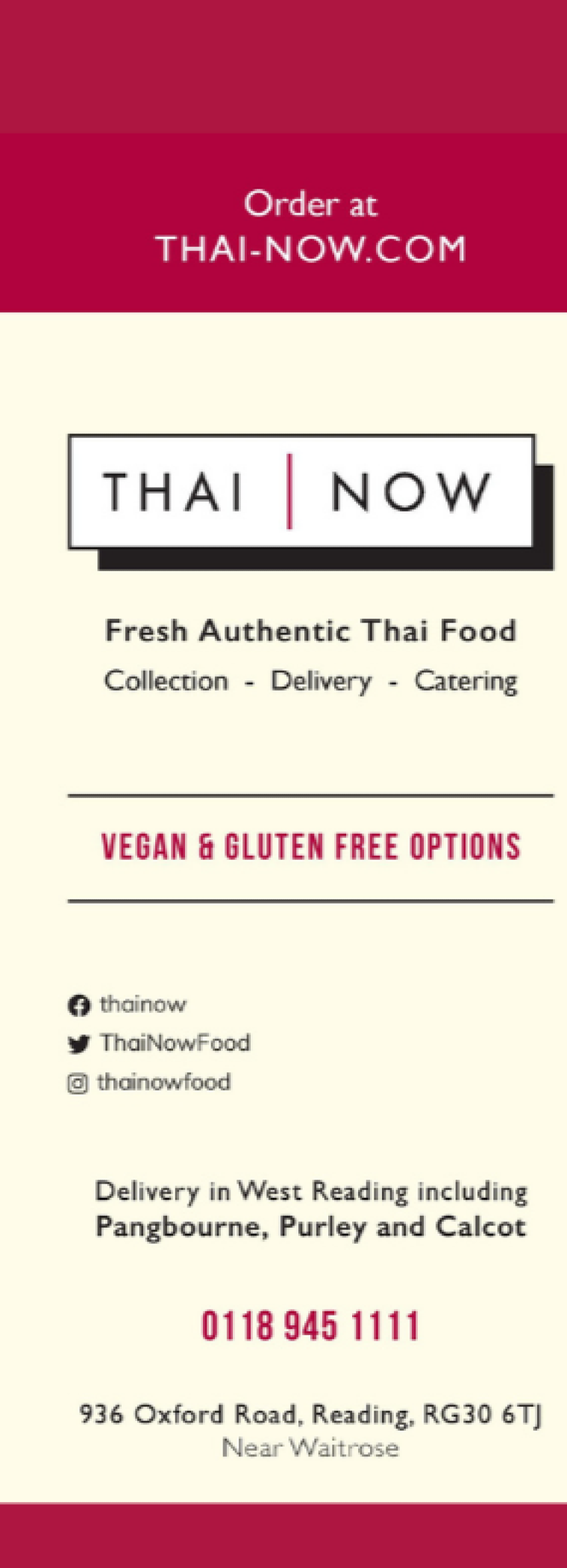 Takeaway Restaurant Menu Page - Thai Now - Reading