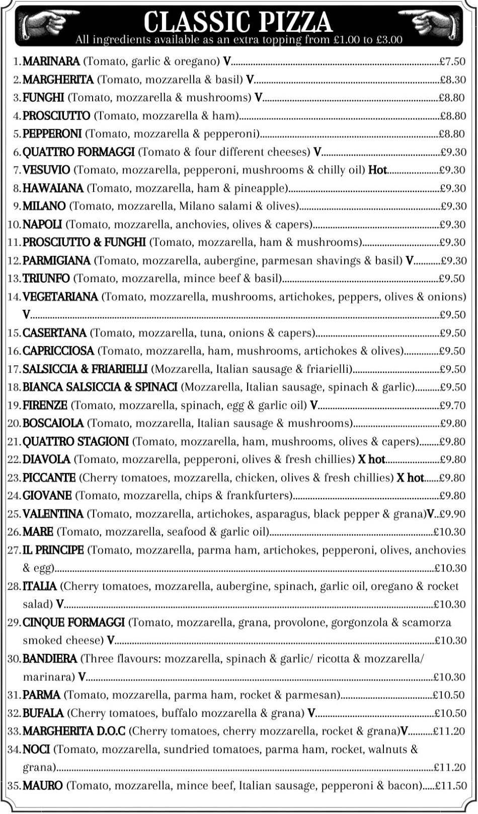 Takeaway Restaurant Menu Page - Il Principe Italian Delicatessen - Oxford