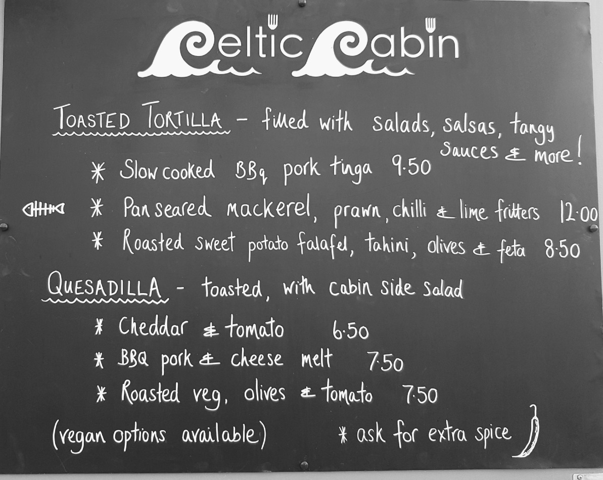 Takeaway Restaurant Menu Page - Celtic Cabin - Barmouth
