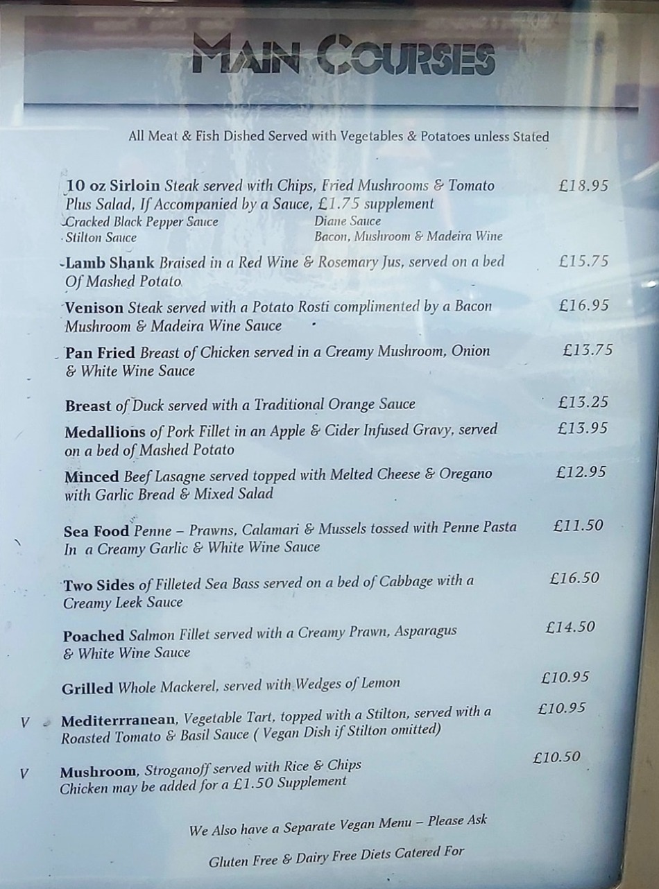 Takeaway Restaurant Menu Page - The Captain’s Table - Barmouth
