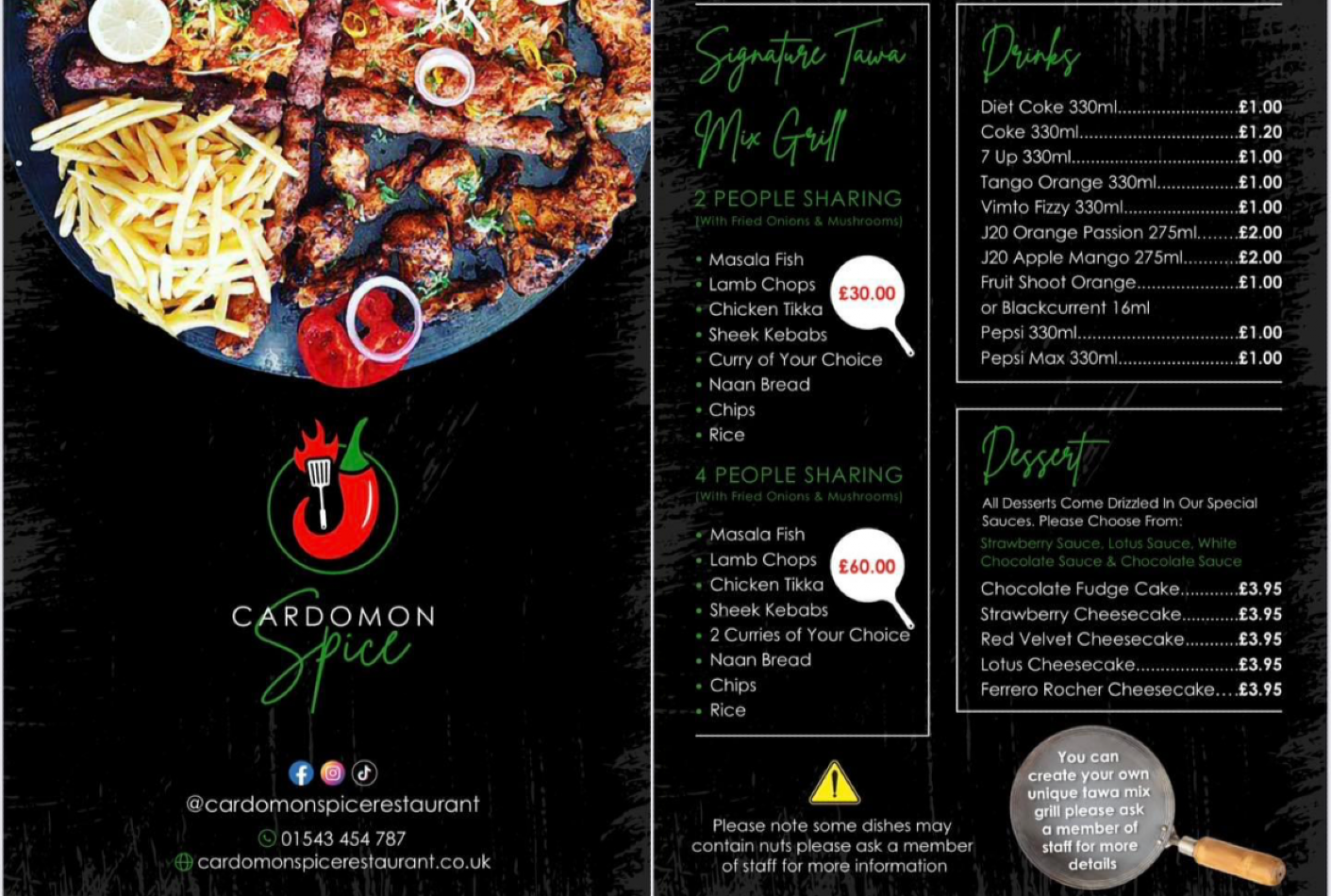 Takeaway Restaurant Menu Page - Carson on Spice - Walsall